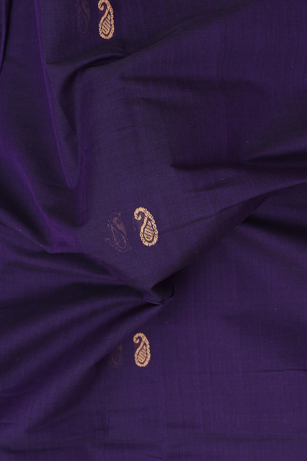 Coimbatore Cotton Saree In Regal Purple With Paisley Buttas