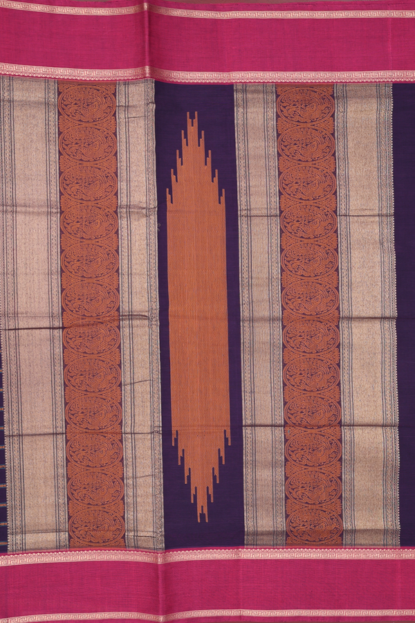 Coimbatore Cotton Saree In Regal Purple With Stripes Design