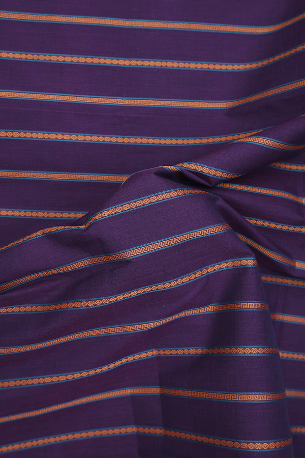 Coimbatore Cotton Saree In Regal Purple With Stripes Design