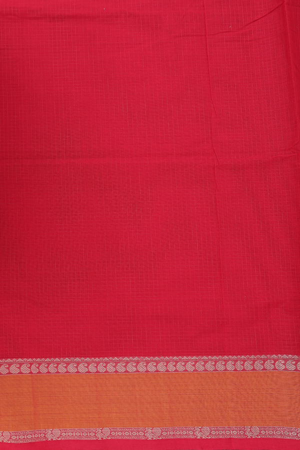 Coimbatore Cotton Saree In Scarlet Red With Checks Design