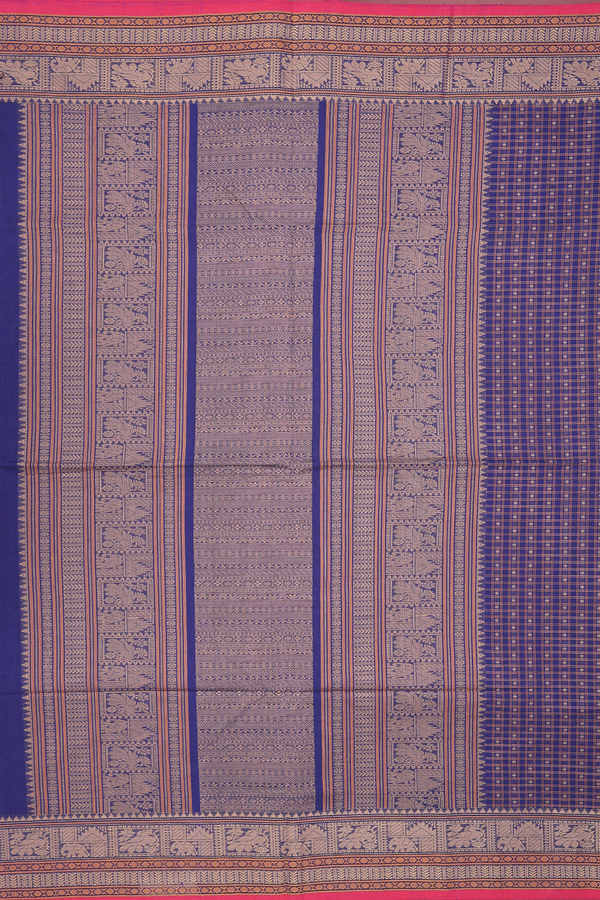 Coimbatore Cotton Saree In Royal Blue With Checks Design