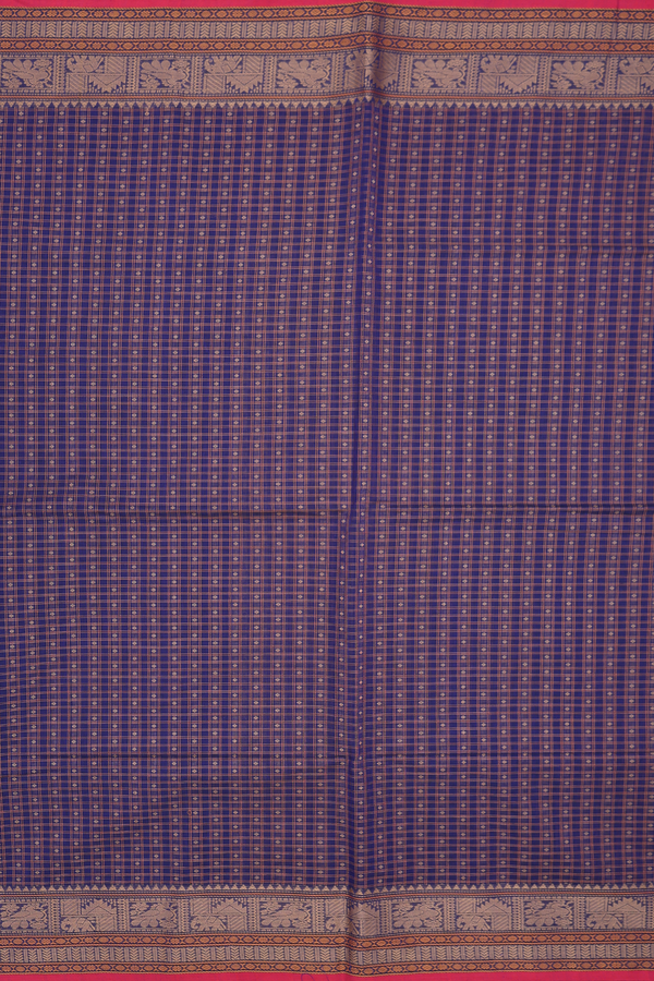 Coimbatore Cotton Saree In Royal Blue With Checks Design