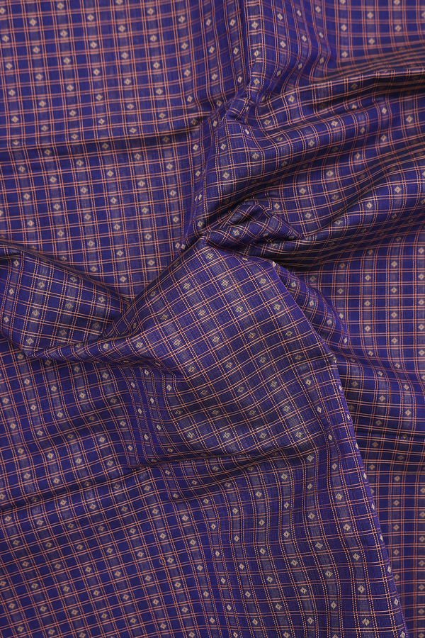 Coimbatore Cotton Saree In Royal Blue With Checks Design