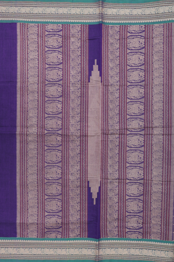 Coimbatore Cotton Saree In Royal Purple With Checks Design