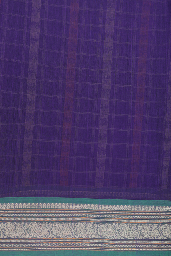 Coimbatore Cotton Saree In Royal Purple With Checks Design