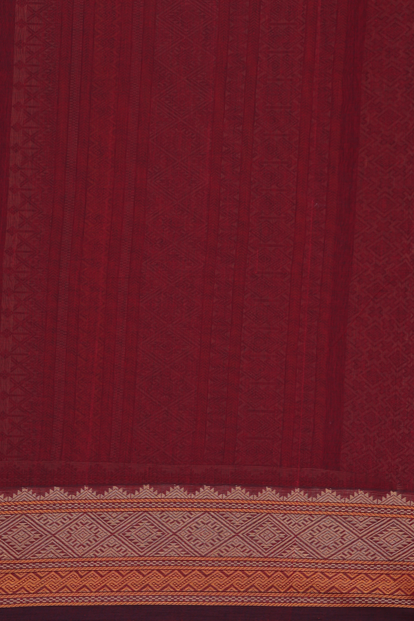 Coimbatore Cotton Saree In Ruby Red With Threadwork Buttas