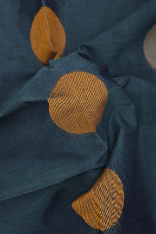 Coimbatore Cotton Saree In Sage Green With Circle Motifs