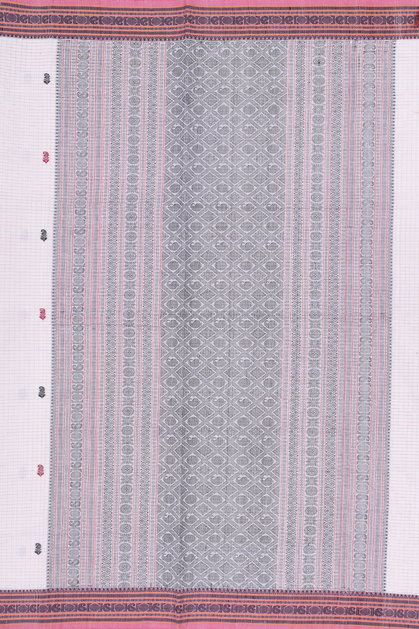 Coimbatore Cotton Saree In White With Checks Design