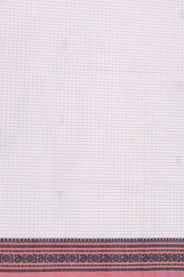 Coimbatore Cotton Saree In White With Checks Design
