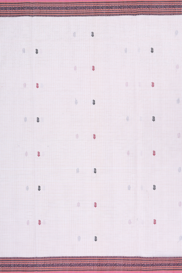 Coimbatore Cotton Saree In White With Checks Design