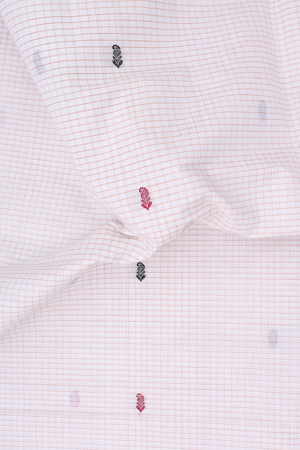 Coimbatore Cotton Saree In White With Checks Design