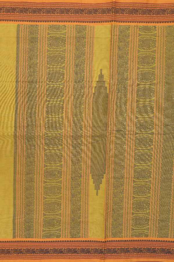Coimbatore Cotton Saree In Yellowish Brown With Checks Design