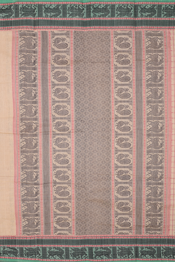 Coimbatore Cotton Saree Ivory Cream Color With Checks Design