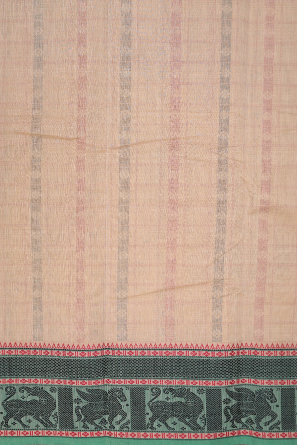 Coimbatore Cotton Saree Ivory Cream Color With Checks Design