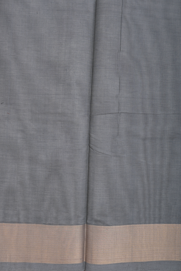 Coimbatore Cotton Saree Light Grey With Threadwork Motifs