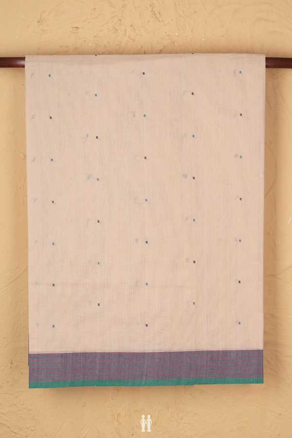 Coimbatore Cotton Saree In Pastel Brown With Threadwork Buttis