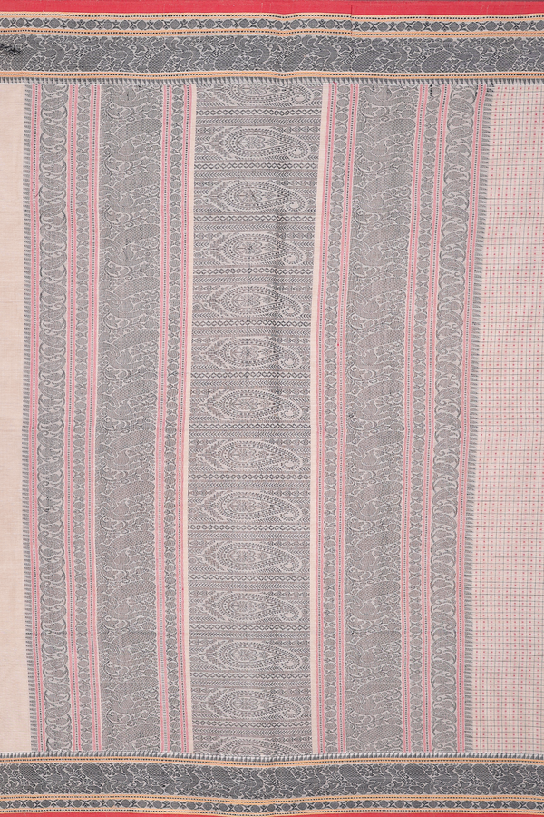 Coimbatore Cotton Saree Pastel Brown With Threadwork Buttas