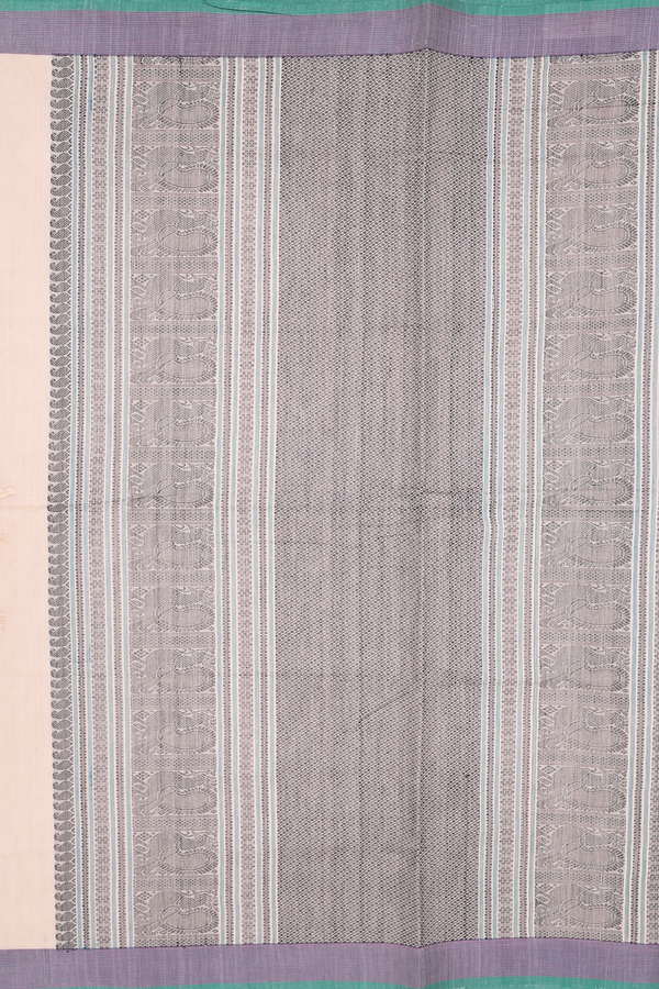 Coimbatore Cotton Saree In Pastel Brown With Threadwork Buttis