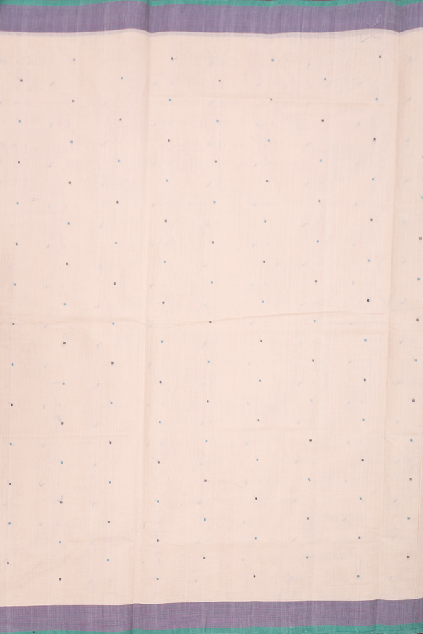 Coimbatore Cotton Saree In Pastel Brown With Threadwork Buttis