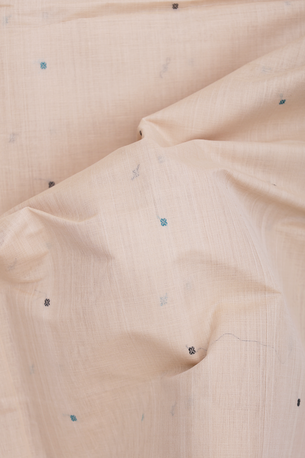 Coimbatore Cotton Saree In Pastel Brown With Threadwork Buttis