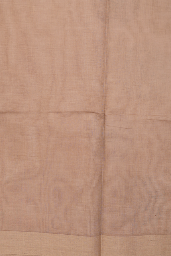 Coimbatore Cotton Saree Pastel Brown With Threadwork Motifs