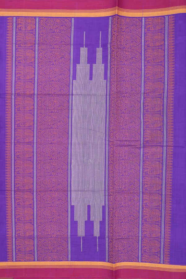 Coimbatore Cotton Saree Purple With Peacock Elephant Design