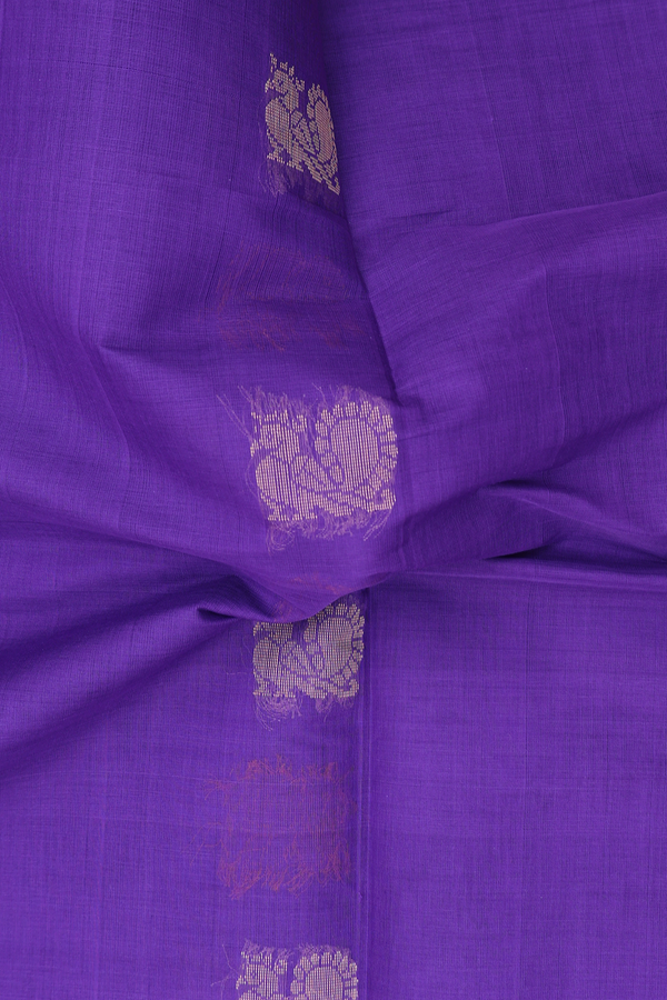 Coimbatore Cotton Saree Purple With Peacock Elephant Design