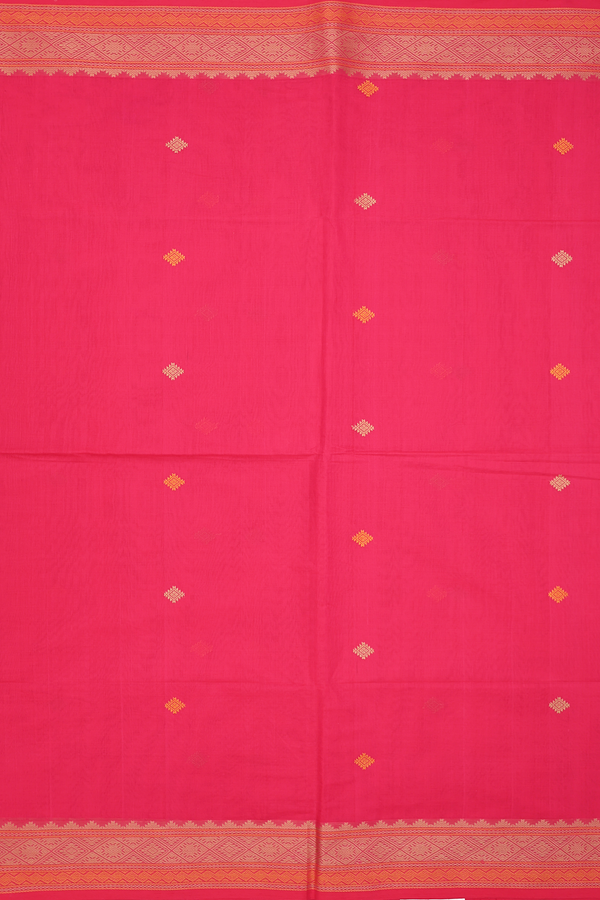 Coimbatore Cotton Saree Reddish Pink With Threadwork Buttas