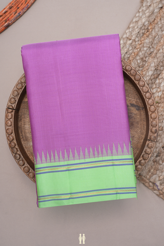 Contrast Border Plain Soft Purple Kanchipuram Silk Saree