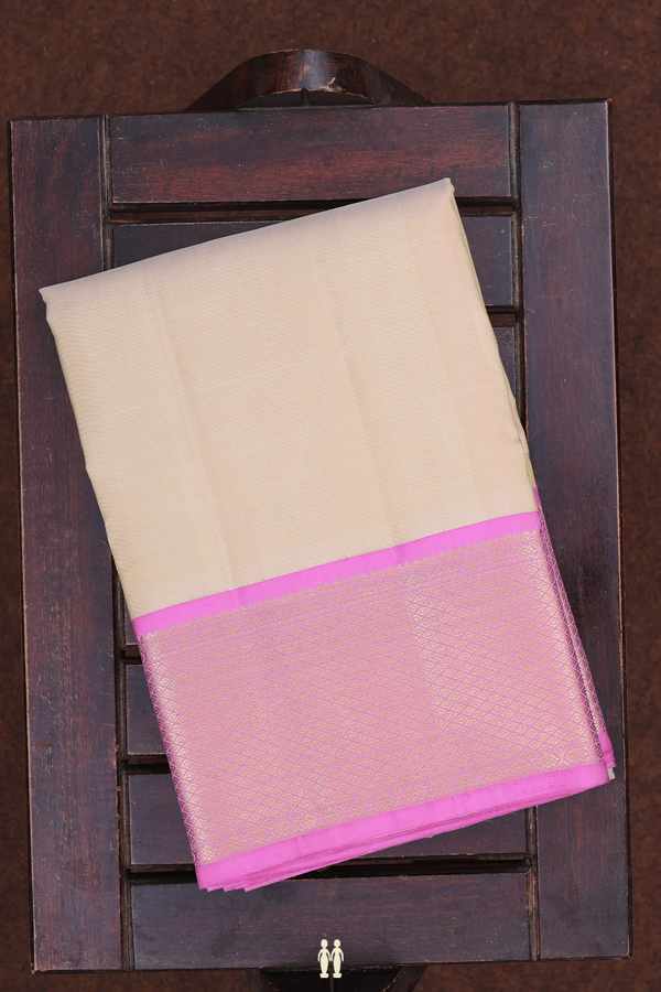 Contrast Border Brown Silk Dhoti With Angavastram Set