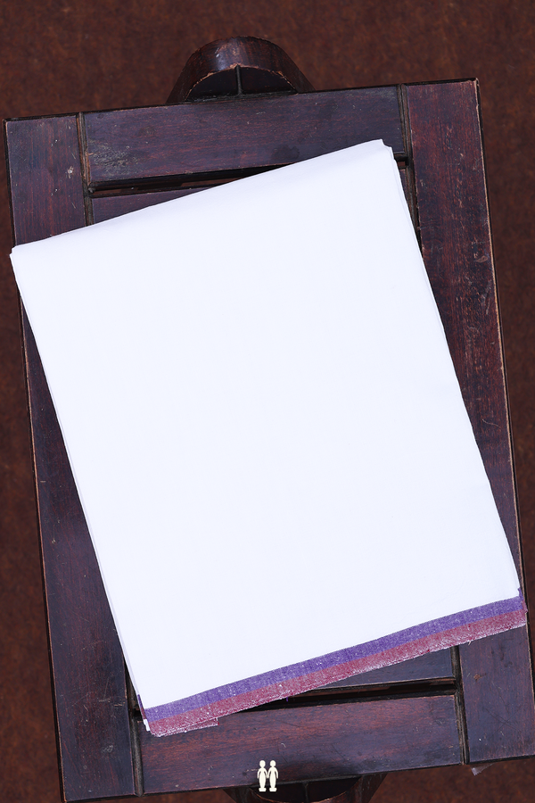 Contrast Border Cotton Dhoti