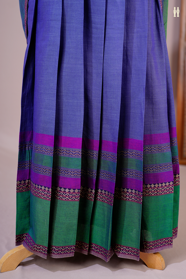 Contrast Border Green Cotton Readymade Half Saree
