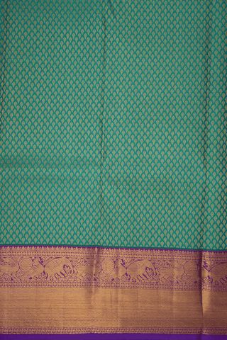 Contrast Border In Brocade Green Kanchipuram Silk Saree