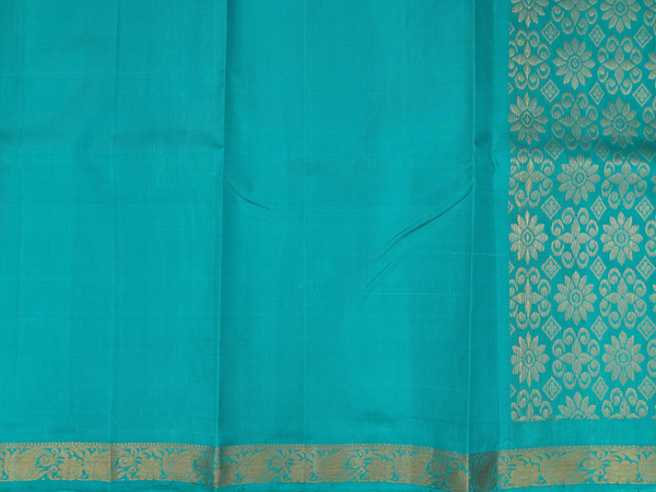 Contrast Border Orange Kanchipuram Silk Half Saree Material