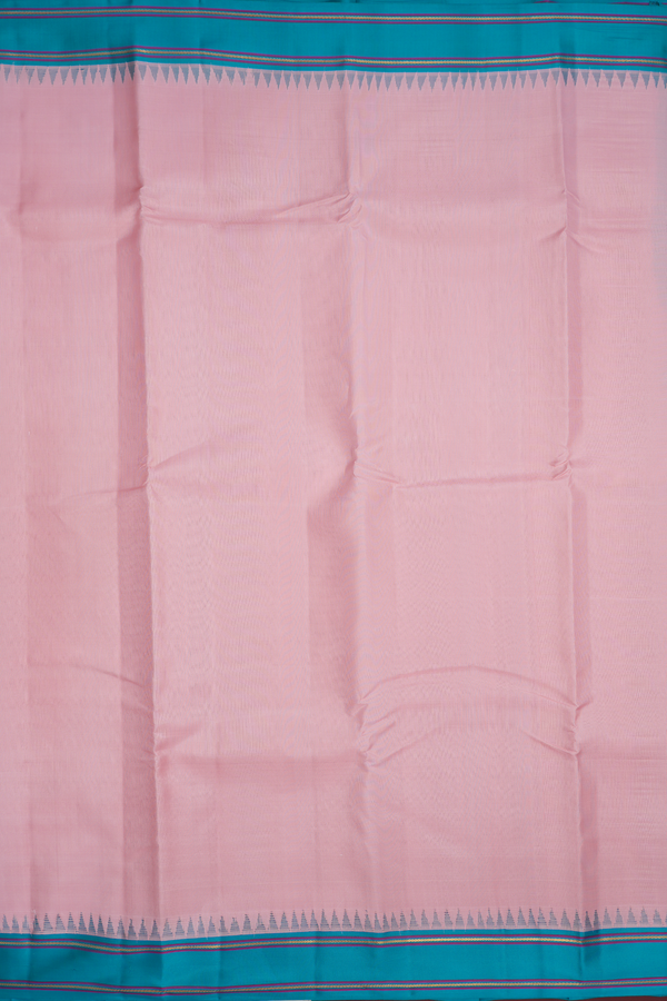 Contrast Border Plain Baby Pink Kanchipuram Silk Saree