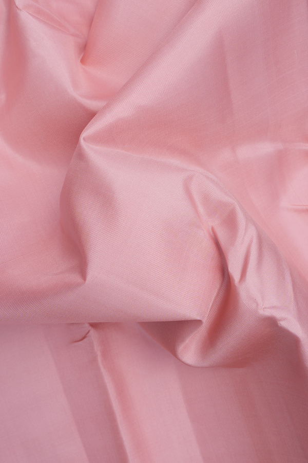 Contrast Border Plain Baby Pink Kanchipuram Silk Saree
