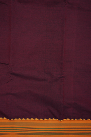 Contrast Border Plain Burgundy Red Dharwad Cotton Saree