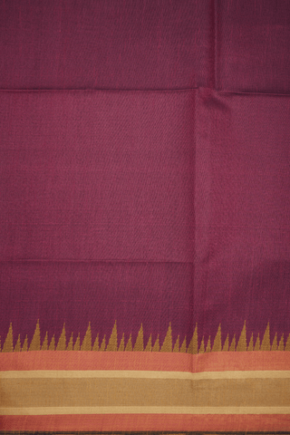 Contrast Border Plain Burgundy Red Semi Jute Saree