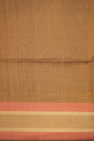 Contrast Border Plain Burgundy Red Semi Jute Saree