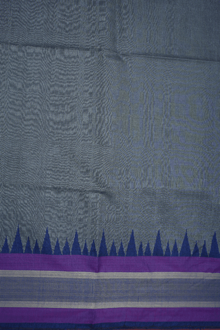 Contrast Border Plain Dark Grey Semi Jute Saree