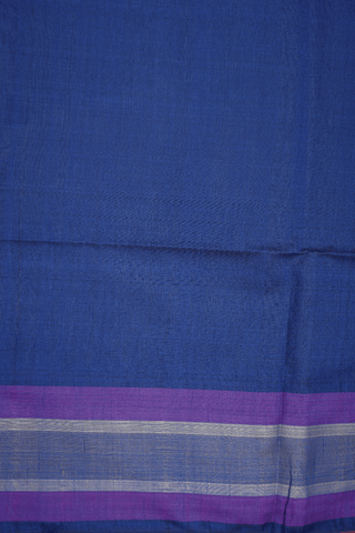 Contrast Border Plain Dark Grey Semi Jute Saree