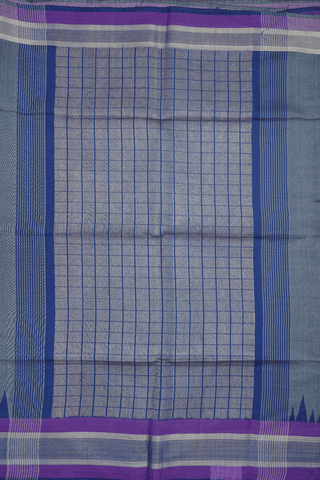 Contrast Border Plain Dark Grey Semi Jute Saree