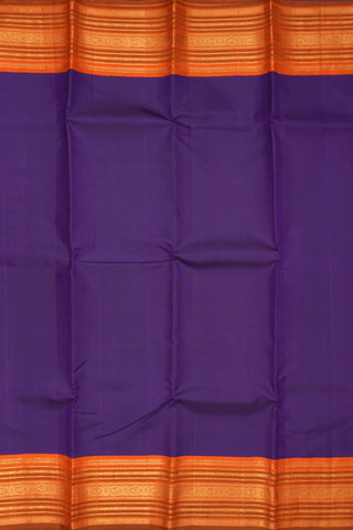 Contrast Border Plain Deep Purple Kanchipuram Silk Saree