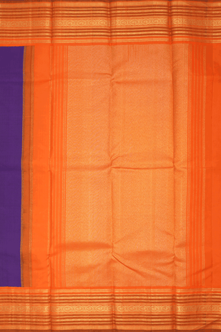 Contrast Border Plain Deep Purple Kanchipuram Silk Saree