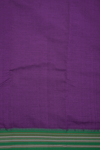 Contrast Border Plain Grape Purple Dharwad Cotton Saree