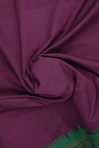 Contrast Border Plain Plum Purple Dharwad Cotton Saree