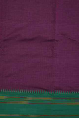Contrast Border Plain Plum Purple Dharwad Cotton Saree