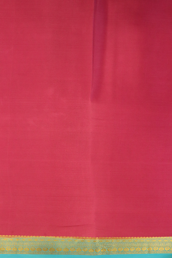 Contrast Border Plain Punch Pink Mysore Silk Saree