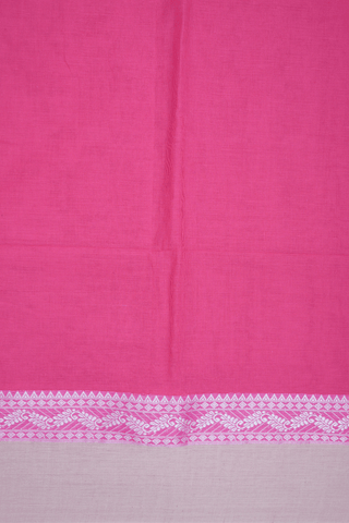 Contrast Border Plain Rani Pink Bengal Cotton Saree