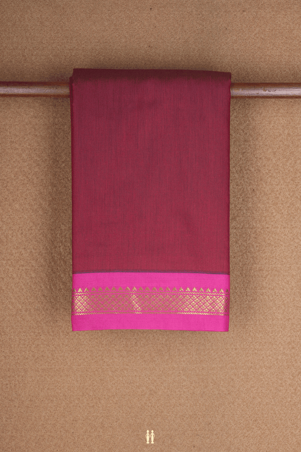 Contrast Border Plain Rust Red Apoorva Cotton Saree